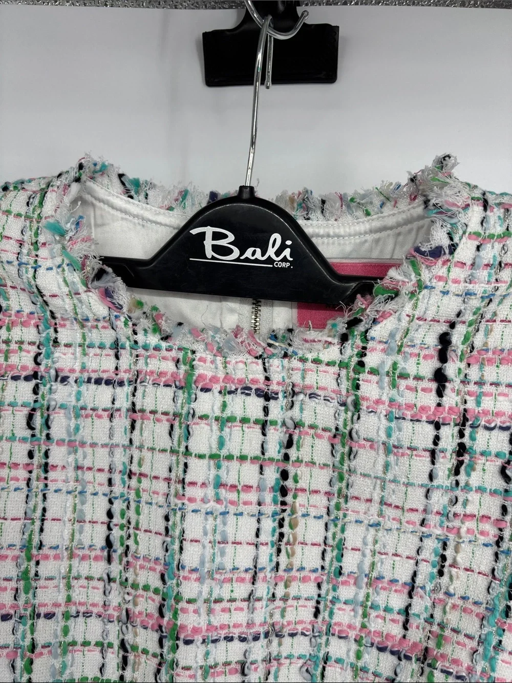 Kate Spade mainline lined pastel tweed shift dress raw hem fringe trim dress NWT
